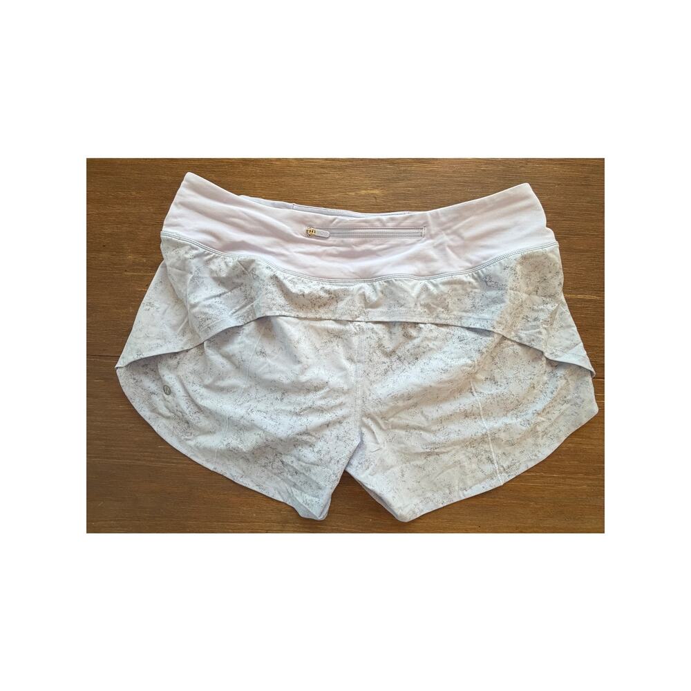 Lululemon Womens Speed Up Running Shorts Lavender Gray Marble Zip Pocket Size 10